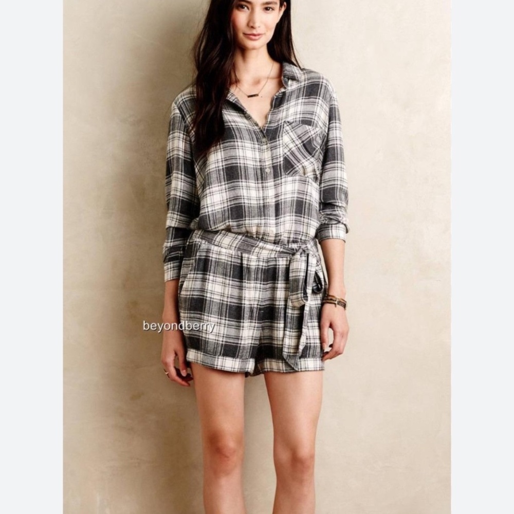 Anthropologie Flannel Romper Size S NWT